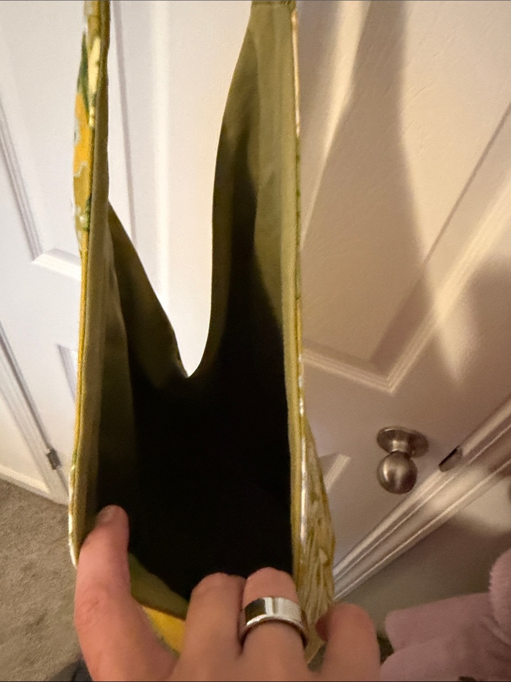 Green Floral Cotton Tote Bag - Picture 4 of 4